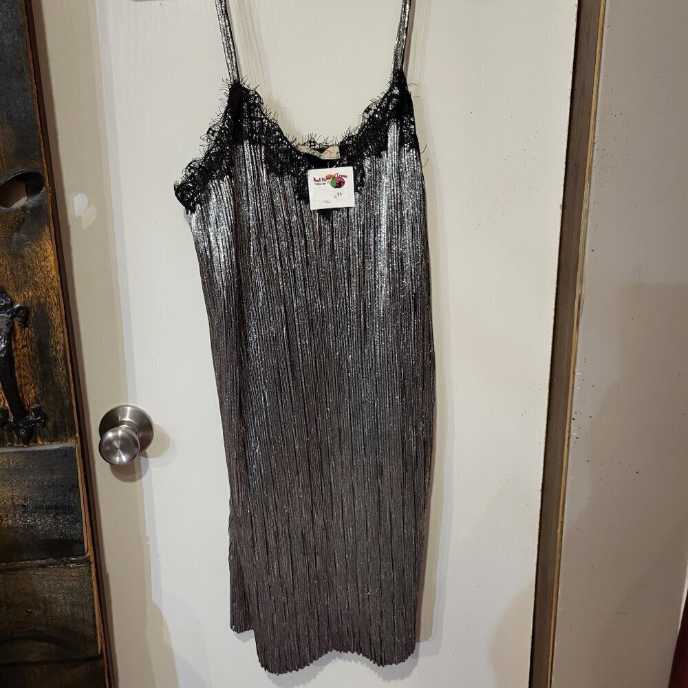 NWT METALLIC SILVER WOMANS MINI DRESS SZ M